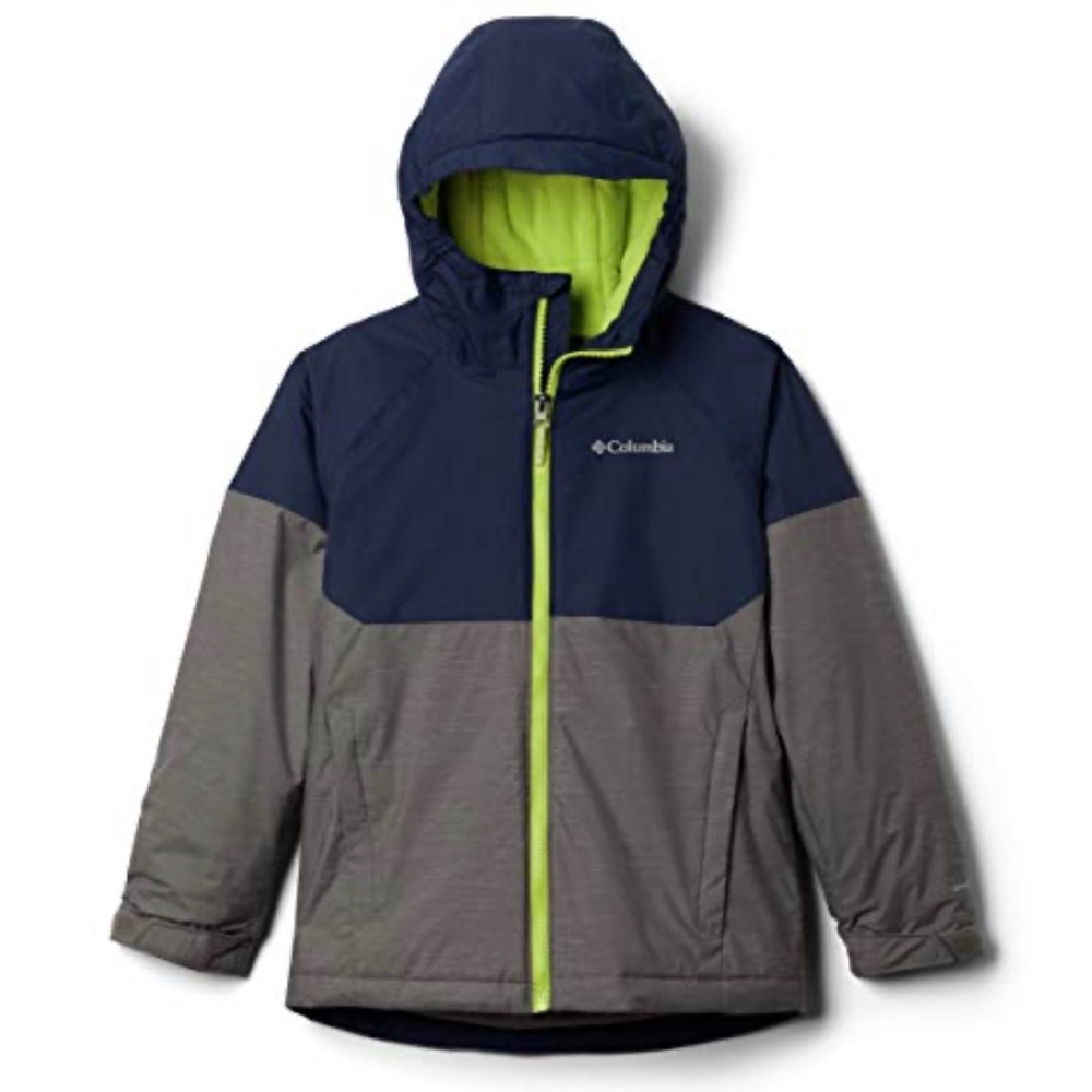 Columbia youth Boys navy grey hooded winter jacket ski snow zip up Coat XL 18-20